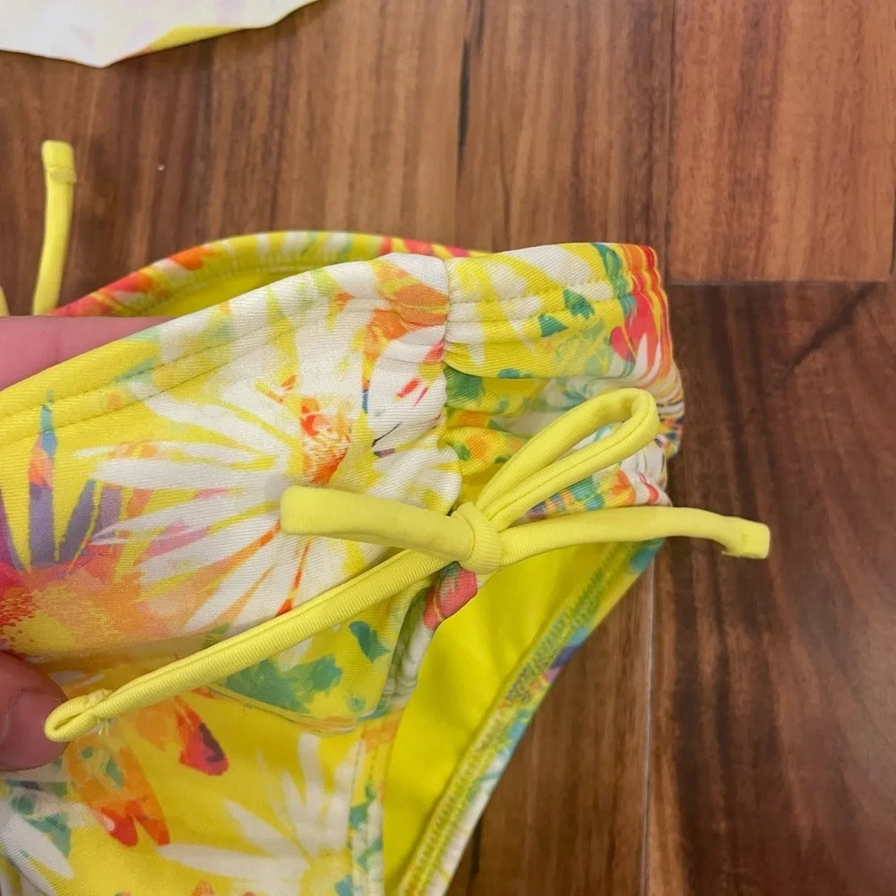 Cat & Jack Girls Swimsuits Yellow Floral 2 Piece & Leopard Print 1 Piece Size 4 - Picture 7 of 16